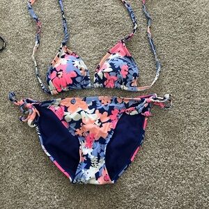 Floral Bikini Set in Blue and Pink
